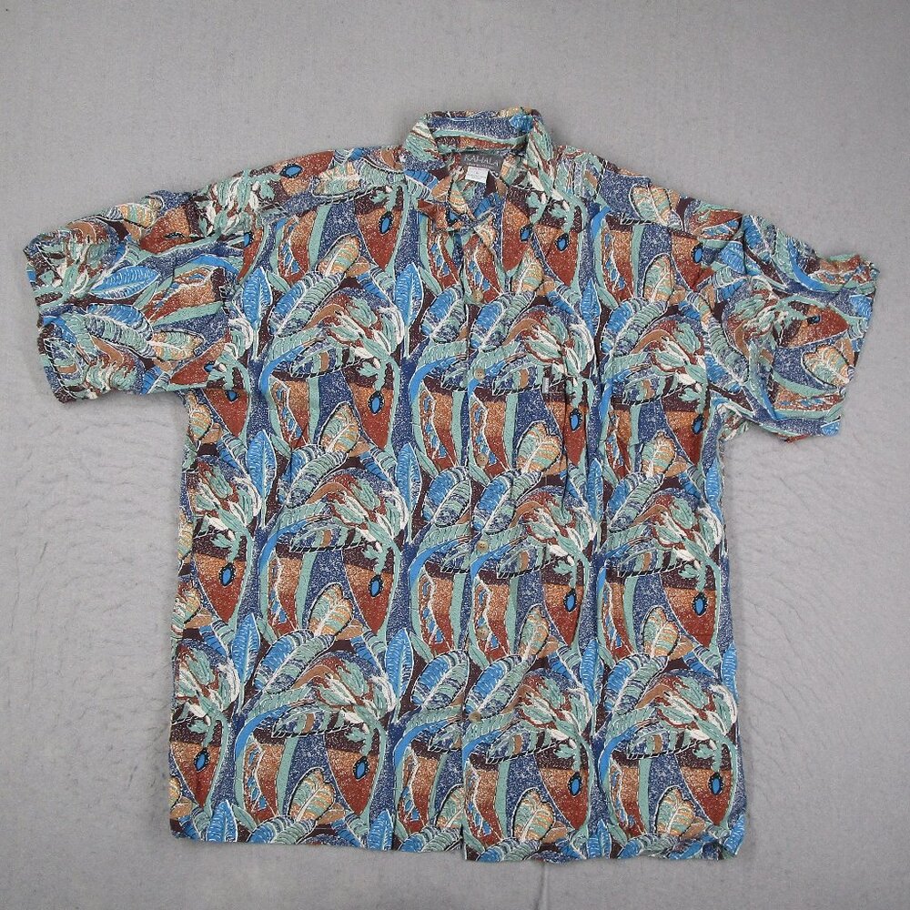 Kahala Hawaiian Shirt Mens Large Multicolored Tropical Button Up Tiki USA Rayon